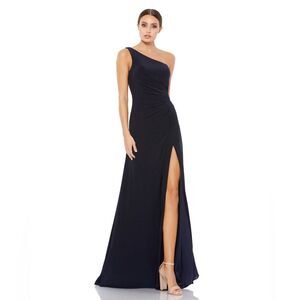 Mac Duggal Navy One-Shoulder Gown